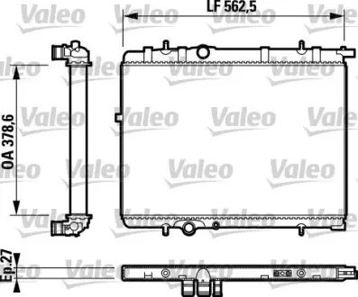 Радіатор двигуна (акпп) CITROEN BERLINGO/MINIVAN PEUGEOT 206 1.1/1.4/1.6 09.98- Valeo 732893