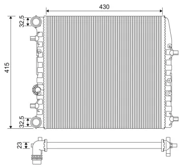 Радіатор двигуна SEAT CORDOBA, IBIZA III, IBIZA IV, IBIZA IV SC, IBIZA IV ST SKODA FABIA I, FABIA I PRAKTIK, FABIA II, FABIA III, RAPID, ROOMSTER, ROOMSTER PRAKTIK VW POLO 1.0-1.9D 08.99-12.22 Valeo 733062