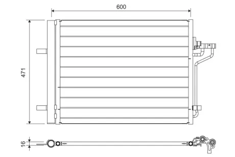Конденсатор кондиціонера (з осушувачем) FORD C-MAX II, FOCUS III, GRAND C-MAX 1.6-2.0D 04.10-02.20 Valeo 814390
