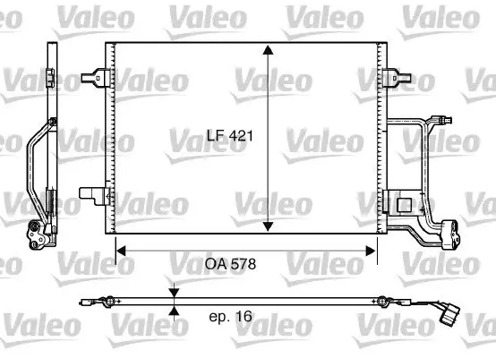 VALEO AUDI Радіатор кондиціонера (конденсатор) без осушувача A6 2.7 TURBO 01- Valeo 817997 (фото 1)