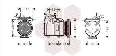 Компресор кондиціонера GETZ 14i/16i MT/AT 05-09 Van Wezel 8200K199