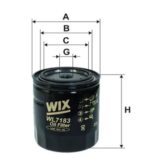 Фільтр масляний Opel Omega A 2.3 TD 86-94/Frontera A 2.3 TD 92-98 (h=108mm) WIX FILTERS WL7183