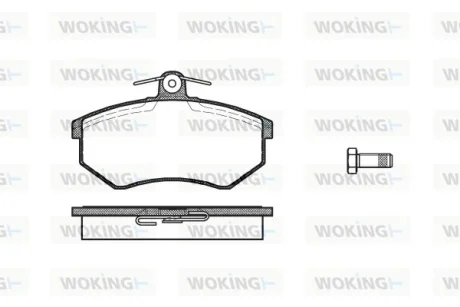 Гальмівні колодки пер. Audi 100/80/A4/Caddy/Cordoba (85-04) Woking P0343.00