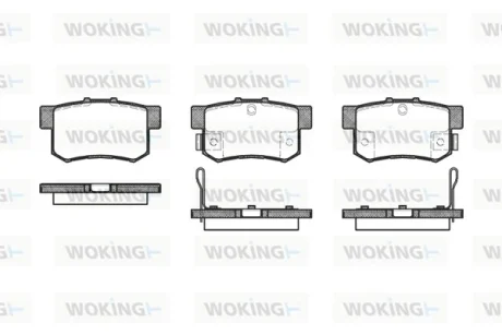 Гальмівні колодки зад. Civic 98-/Accord 90-03 (Akebono) (47,8x88,9x14) Woking P2253.32