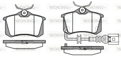 Гальмівні колодки зад. Caddy III/IV/Passat/Audi A4/A6 (Lucas) Woking P3633.41