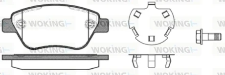 Гальмівні колодки пер. 500/PANDA/DOBLO/CORSA 1.0-1.9 04- (Bosch) (123.8x53.6) з датчиком Woking P9583.30