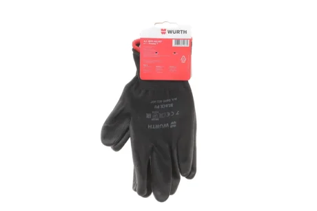 Рукавиці з поліуретановим покриттям (S) Black PU RED LINE WURTH 0899402407