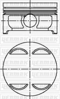 Поршень з кільцями і пальцем (розмір отв. 92 / STD) BMW E39 540i, X5 E53 4.4 i (8ц) (M 62 B 44 LEV) Yenmak 31-04611-000