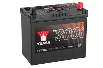 Акумулятор 12В 45Агод./400А YBX3000 SMF (R+ тонкі клеми (японські транспортні засоби) + стандартні клеми) 238x129x225 B00 (пусковий) YUASA YBX3053