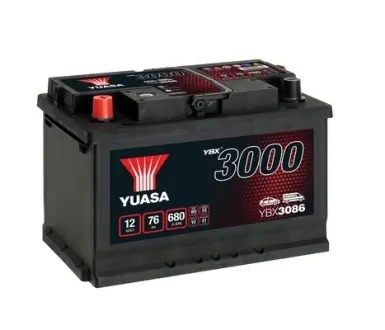 Акумулятор 12В 76Агод./680А YBX3000 SMF (L+ стандартні) 278x175x190 B13 (пусковий) YUASA YBX3086