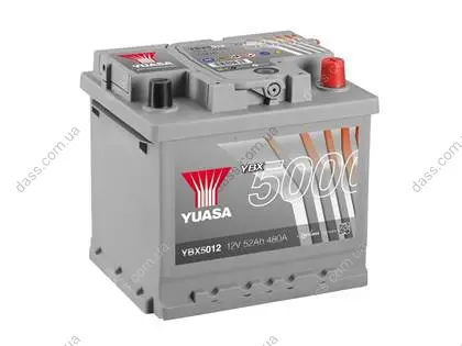 Акумулятор 12В 54Агод./500А YBX5000 Silver High Performance SMF (R+ стандартні клеми) 207x175x190 B03 - монтажний фланець 10.5мм (пусковий) YUASA YBX5012 (фото 1)
