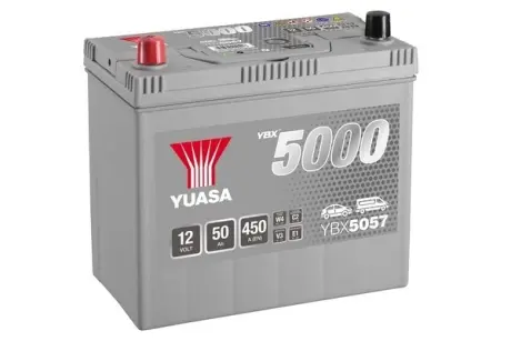 Акумулятор 12В 50Агод./450А YBX5000 Silver High Perforce SMF (L+ тонкі клеми (японські транспортні засоби)) 238x129x223 B00 (пусковий) YUASA YBX5057