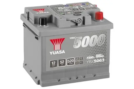 Акумулятор 12В 52Агод./520А YBX5000 Silver High Perforce SMF (R+ стандартні) 207x175x175 B13 (пусковий) YUASA YBX5063