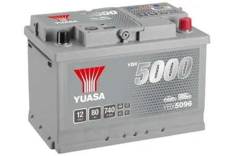 Акумулятор 12В 80Агод./740А YBX5000 Silver High Perforce SMF (R+ стандартні) 278x175x190 B13 (пусковий) YUASA YBX5096