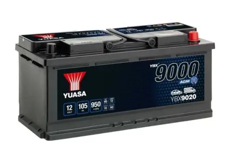 Акумулятор 12В 105Агод./950А START&STOP AGM YBX9000 AGM Start Stop Plus (R+ стандартні) 393x175x190 B13 (пусковий/agm) YUASA YBX9020