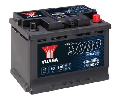 Акумулятор 12В 60Агод./640А START&STOP AGM YBX9000 AGM Start Stop Plus (R+ стандартні) 242x175x190 B13 (пусковий/agm) YUASA YBX9027