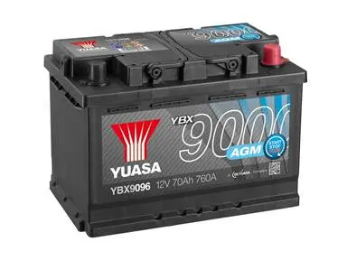 Акумулятор 12В 70Агод./760А START&STOP AGM YBX9000 AGM Start Stop Plus (R+ стандартні) 278x175x190 B13 (пусковий/agm) YUASA YBX9096
