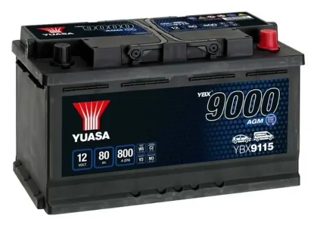 Акумулятор 12В 80Агод./800А START&STOP AGM YBX9000 AGM Start Stop Plus (R+ стандартні) 317x175x190 B13 (пусковий/agm) YUASA YBX9115