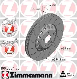 Диск гальмівний ZIMMERMANN 100.3384.70