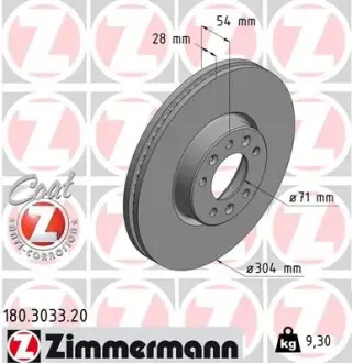 Диск гальмівний ZIMMERMANN 180.3033.20