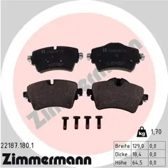 Колодки гальмівні (передні) BMW 2 (F45/F46)/Mini Cooper/Clubman 14- (Lucas) ZIMMERMANN 22187.180.1