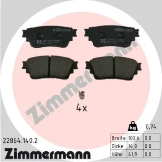 Колодки гальмівні (задні) Mitsubishi Eclipse Cross 17-/Outlander 1.5-3.0 12- ZIMMERMANN 22864.140.2