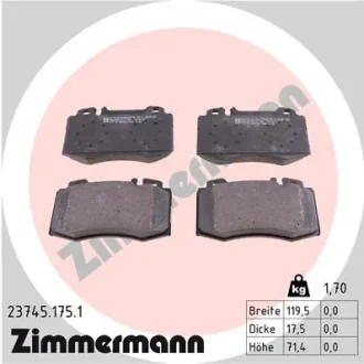 Колодки гальмівні (передні) MB C-class (W203/S202/S203)/CLK 1.8-5.5 99-10 (Brembo) ZIMMERMANN 23745.175.1