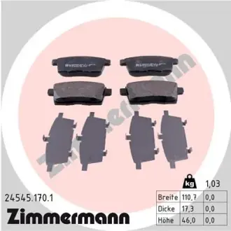 Колодки гальмівні (задні) Mazda CX-7 2.2-2.5/CX-9 3.5/3.7 06- (Akebono) ZIMMERMANN 24545.170.1