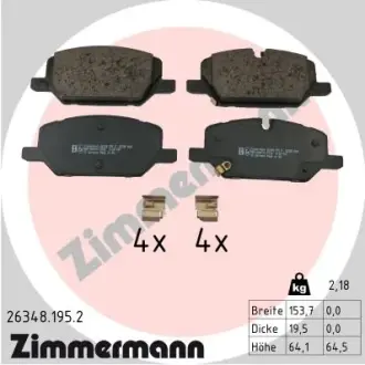 Колодки гальмівні дискові (комплект 4 шт) ZIMMERMANN 26348.195.2