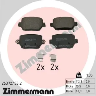 Колодки гальмівні дискові (комплект 4 шт) ZIMMERMANN 26372.155.2