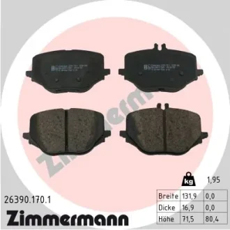 Колодки гальмівні (задні) MB S-class (W223) 20- M256 (ZF) ZIMMERMANN 26390.170.1