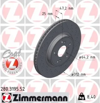 Диск гальмівний ZIMMERMANN 280.3195.52