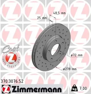 Гальмівний диск Zimmermann 370.3076.52