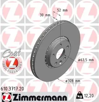 Диск гальмівний ZIMMERMANN 610.3717.20