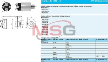 Реле втягуюче стартера ZM ZM4993